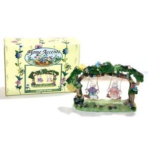 Home Accents Collection 2 Bunny At Play Two Swings Spring Easter Small Decor 5"